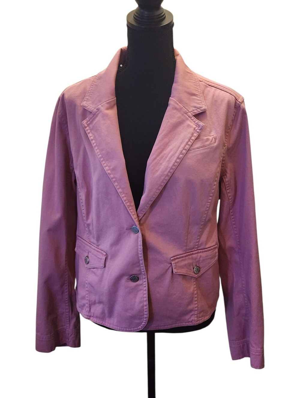 Sonoma Rose-Pink Tailored Blazer Jean Jacket